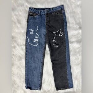 🎄SHEIN girls 2 faced black and blue jeans